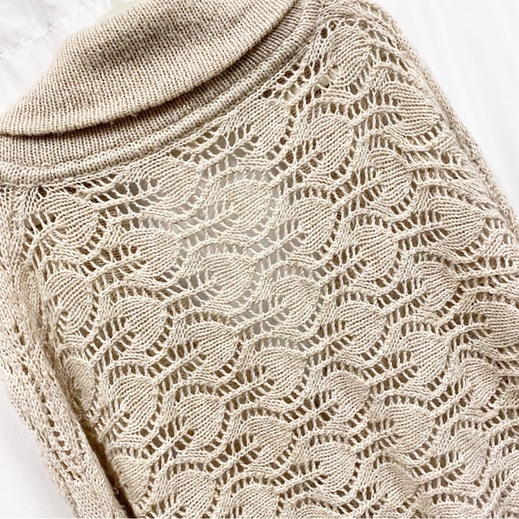 Free People Cream Wool Blend Open Knit Bat Sleeve Cardigan Sweater - Picture 7 of 9